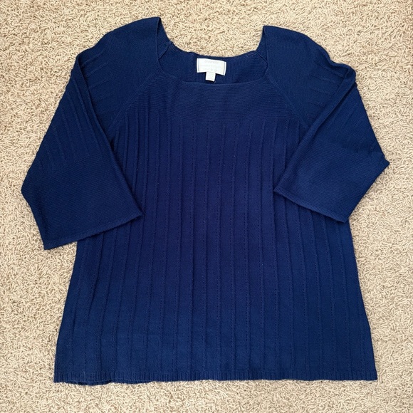 Avenue Sweaters - Avenue Sweater Collection Blue Ribbed 22 24 3/4 Sleeve Lightweight Very Pretty
